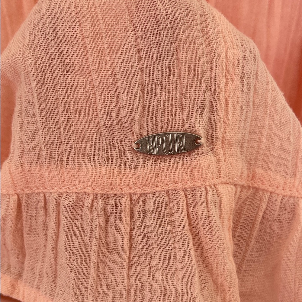 Rip Curl Flowy Peachy Pink Lace-Trim Mini Dress SzL - Picture 7 of 10